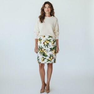 Talbots Lemon Print Skirt knee length size 10 Petite